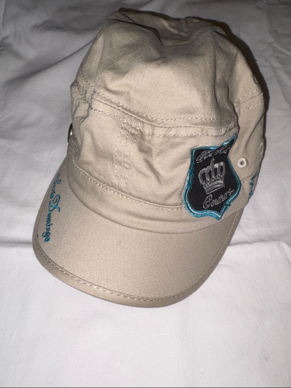 Hard Rock Cafe Santo Domingo Beige Military-Style Cap with Crown Patch
